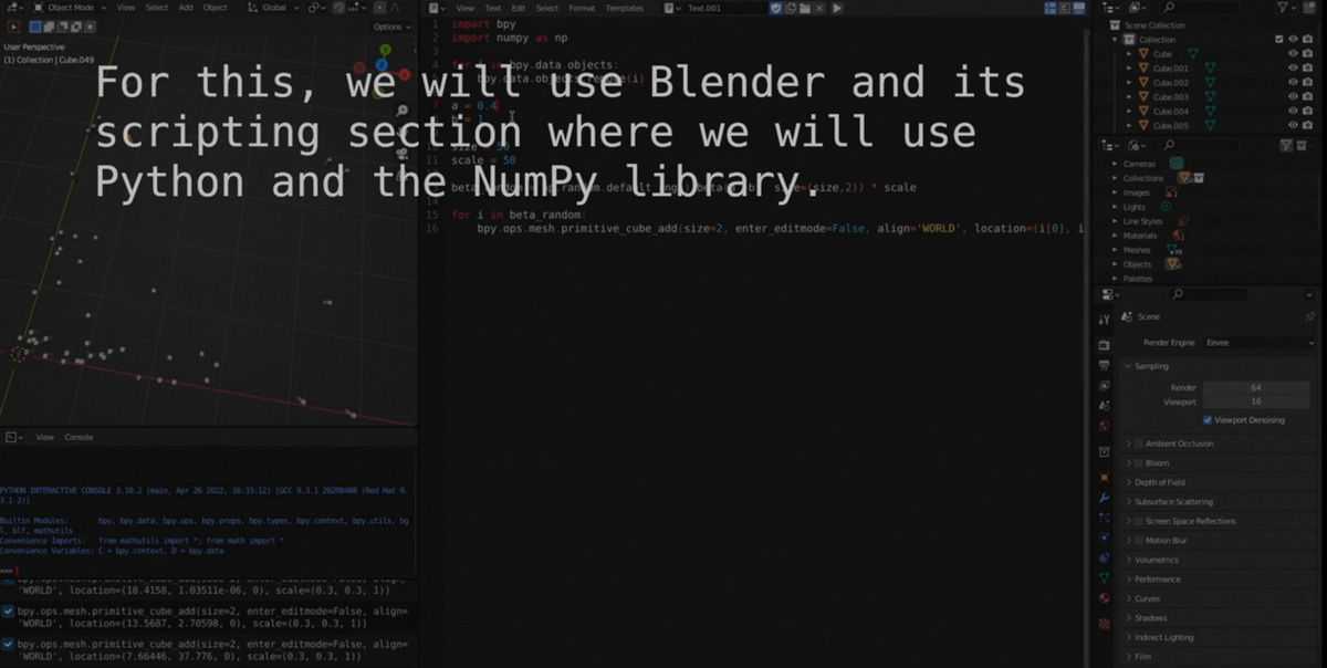 [国语]Blender3.3 Python NumPy程序生成的场景