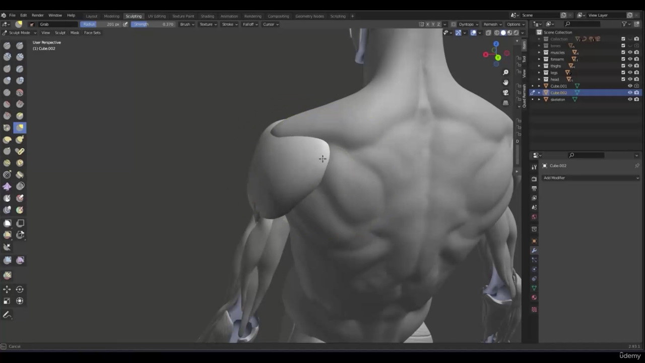 [国语-Udemy学院系列]blender2.9基于解剖学，骨骼，肌肉的角色雕刻教程
