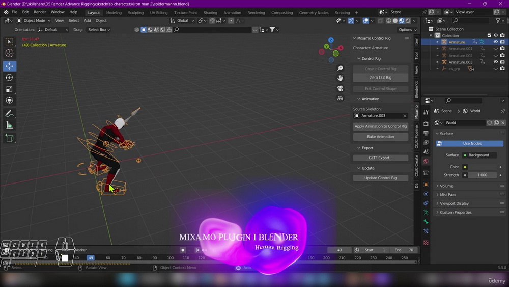 [国语-udemy学院]Blender3.3,Mixamo,AccuRig,D5render动画技巧
