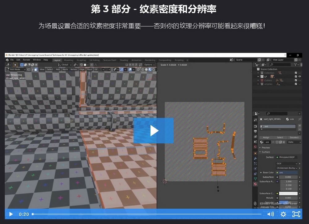 [国语-blender bros系列]Blender2.9硬表面UV展开技术