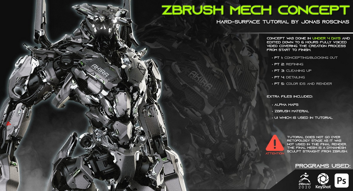 [Artstation学院-J.Roscinas系列-国语]zbrush2020机甲概念设计