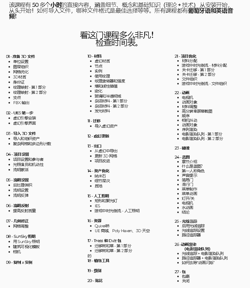 [dviz系列][国语]UE5高级建筑表现在线培训课程2022