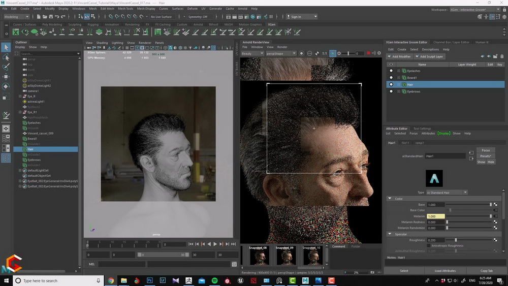 [S.Pahlevani-无声]zbrush2020+maya写实Vincent Cassel肖像教程