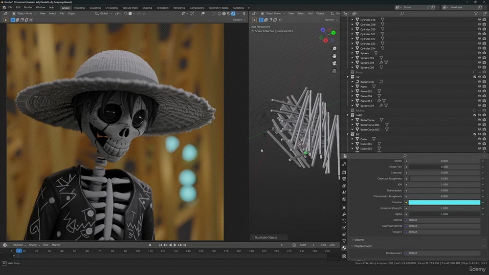 [UDEMY学院-B.SHARMA-国语]Blender3.5角色创建初级课程-骷髅路飞