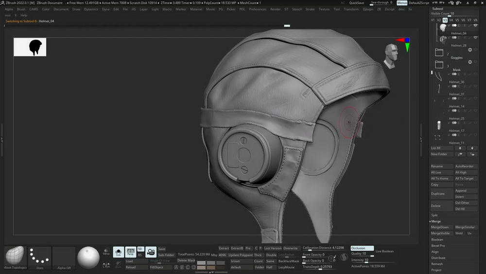 [TriGon系列-中英双字幕]zbrush+maya+substance电影级皮革飞行员头盔2022