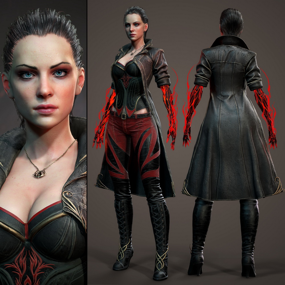 [artstation学院-O.Anufrieva国语][zbrush+substance]ArtWar游戏火焰女战士2020