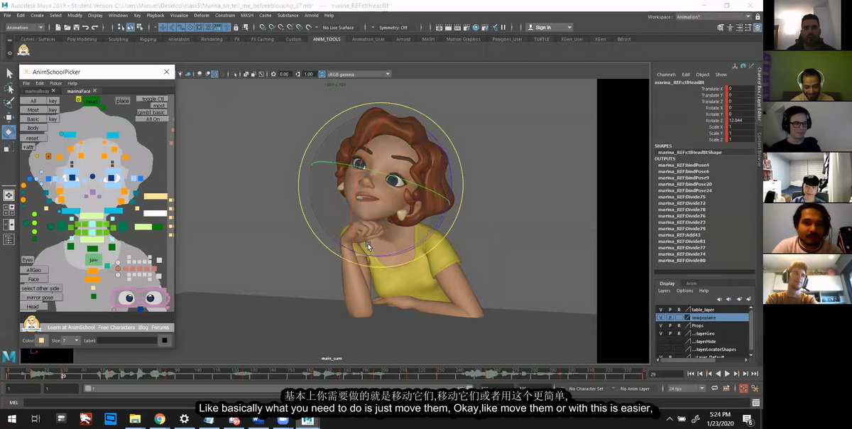 [AnimSchool学院-国语]maya动画师在线培训课程系列-角色表演2020版[十一周课程]