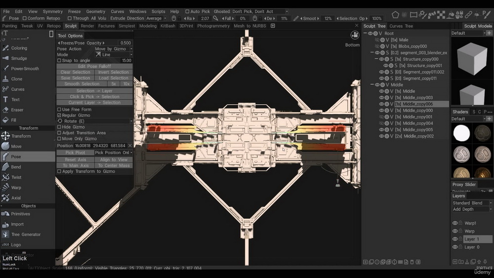 [udemy学院-A.Tenitsky-国语]3DCoat+Blender不同尺度飞船设计-从喷气式飞机到航空母舰2024