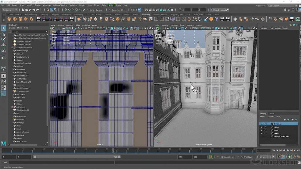 [gnomon学院-D.KREMIANSKY-国语]maya+substance+vray创建高保真英雄建筑