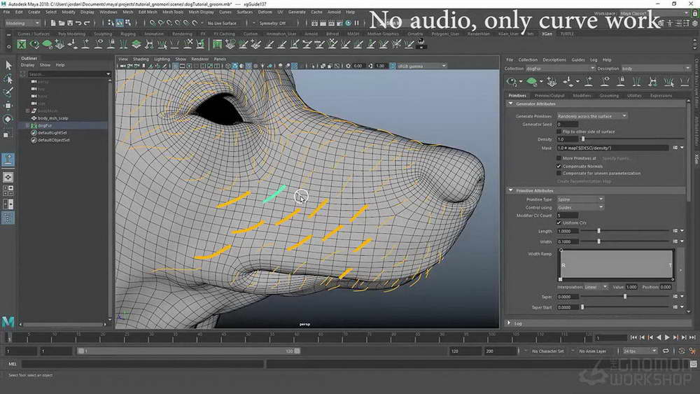 [gnomon学院-J.SOLER-国语]maya+xgen狗的逼真毛发制作2019