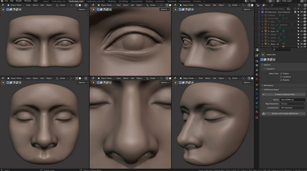 [名家系列-yansculpts-国语]精通blender3.5头部雕刻[更新至第七卷]