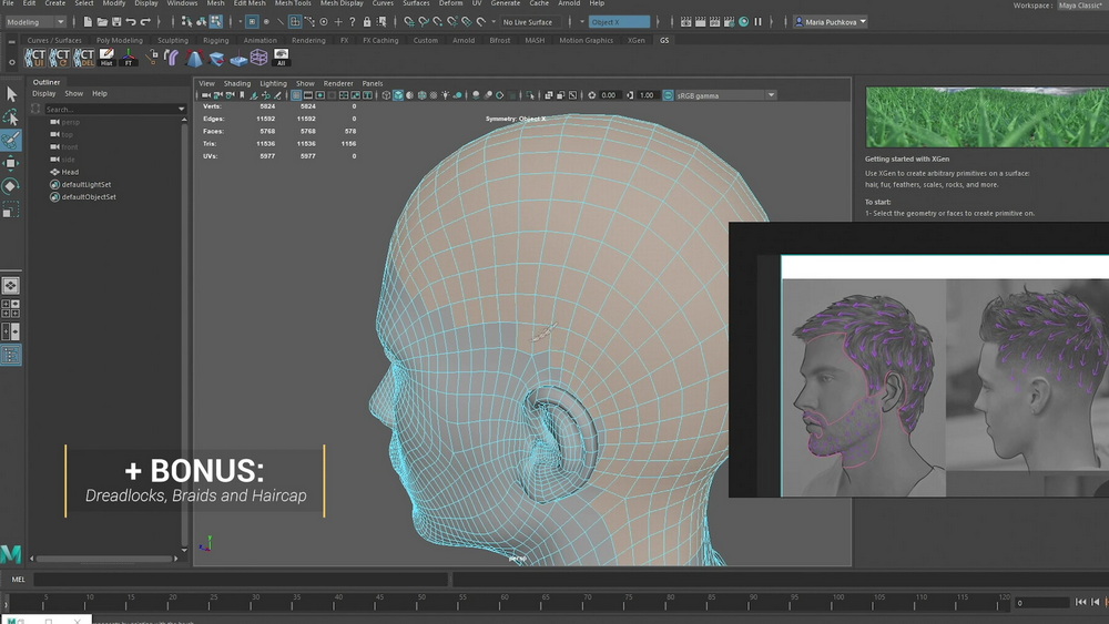 [Artstation学院-m.puchkova-国语]maya+xgen实时毛发技术